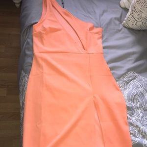 Tangerine one shoulder bodycon dress